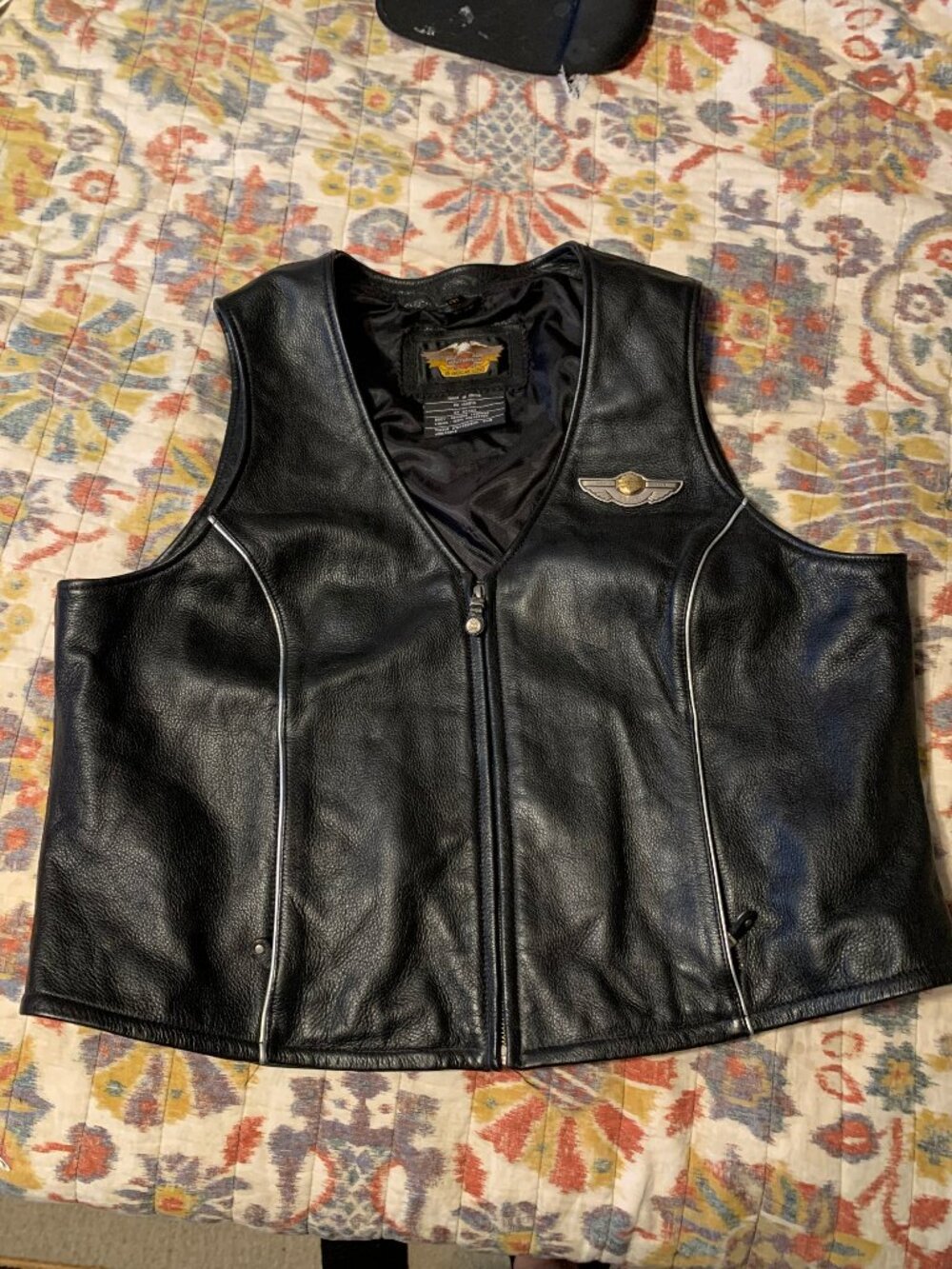 Vintage Women's Harley-Davidson 100th Anniversary Leather Vest - 2XL